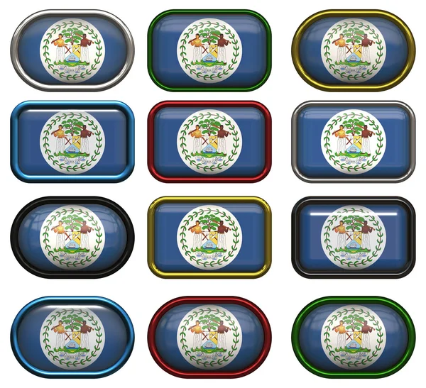 Dodici pulsanti della bandiera del Belize — Foto Stock