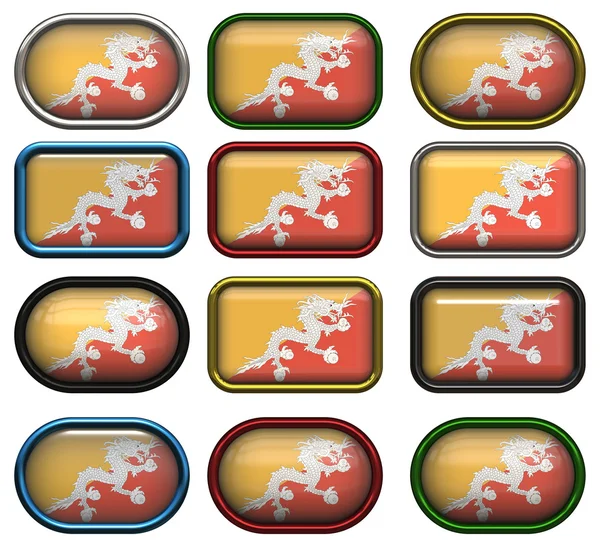 Двенадцать кнопок флага Бутана — стоковое фото