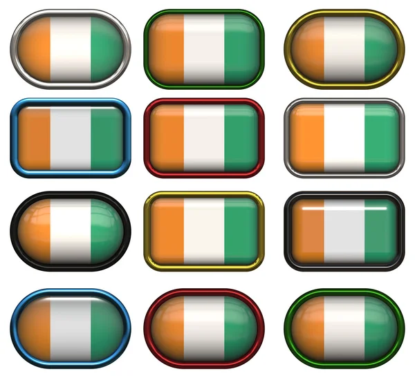 Doze botões da Bandeira da Costa do Marfim — Fotografia de Stock