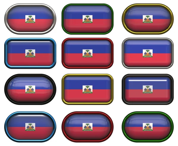 Dvanáct tlačítka vlajka haiti — Stock fotografie
