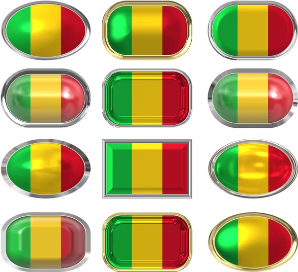 Dodici pulsanti della Bandiera del Mali — Foto Stock
