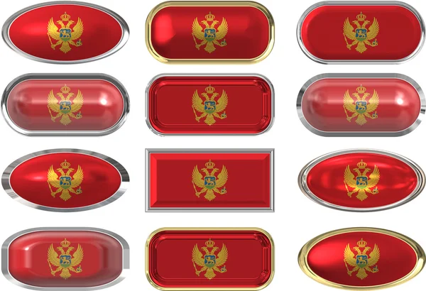 12 przycisków flaga Czarnogóry — Zdjęcie stockowe