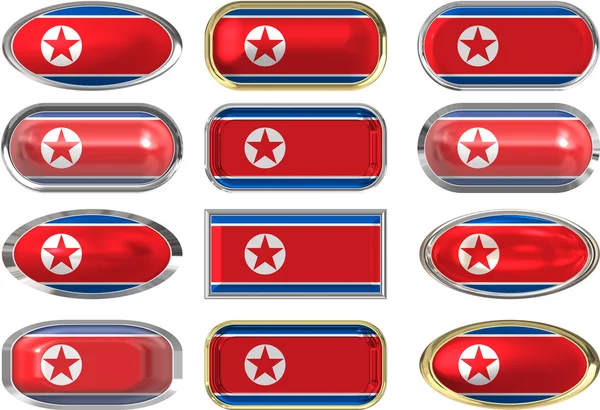 Zwölf Knöpfe der Flagge von North kore — Stockfoto