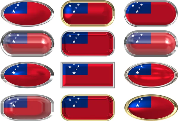 Двенадцать кнопок флага Самоа — стоковое фото