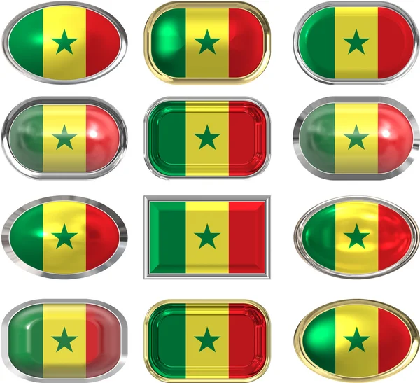 Doze botões da Bandeira do Senegal — Fotografia de Stock