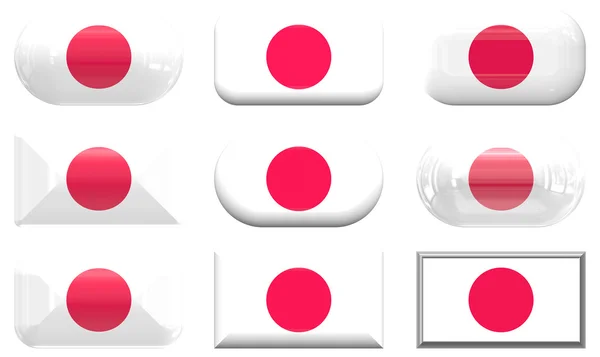 जापान के ध्वज के नौ ग्लास बटन — स्टॉक फ़ोटो, इमेज