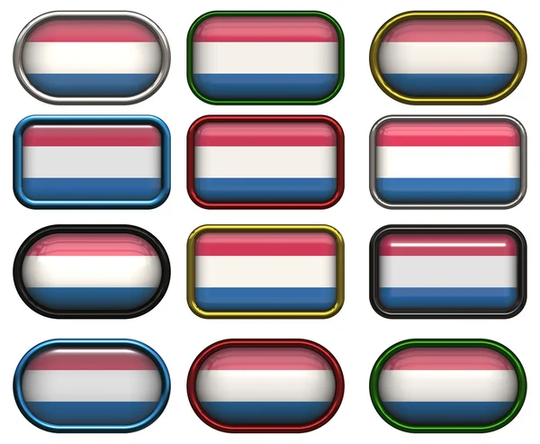 12 botones de la bandera de los Países Bajos — Foto de Stock