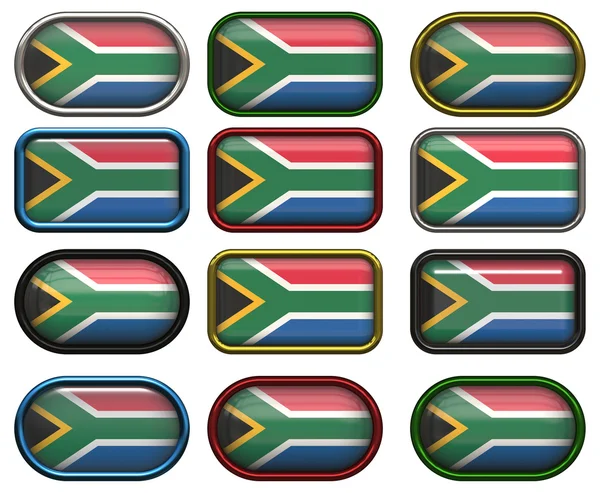 12 knappar av Sydafrika flagga — Stockfoto
