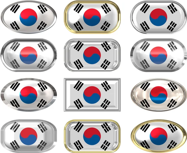 12 buttons of the Flag of South Korea — Stock Photo, Image