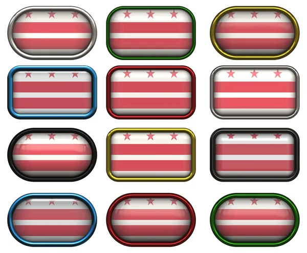 12 botones de la Bandera de Washington DC —  Fotos de Stock