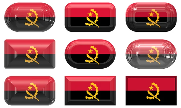 Dziewięć przycisków ze szkła Flaga Angoli — Zdjęcie stockowe