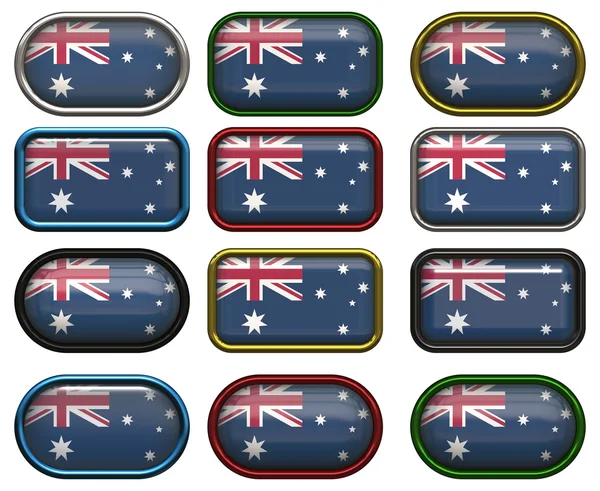 Dvanáct tlačítka vlajka Austrálie — Stock fotografie