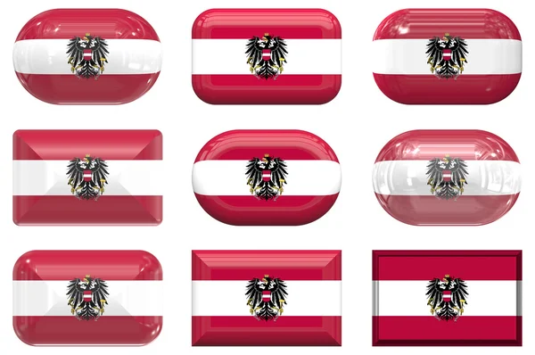 Devět skla tlačítka vlajky austri — Stock fotografie