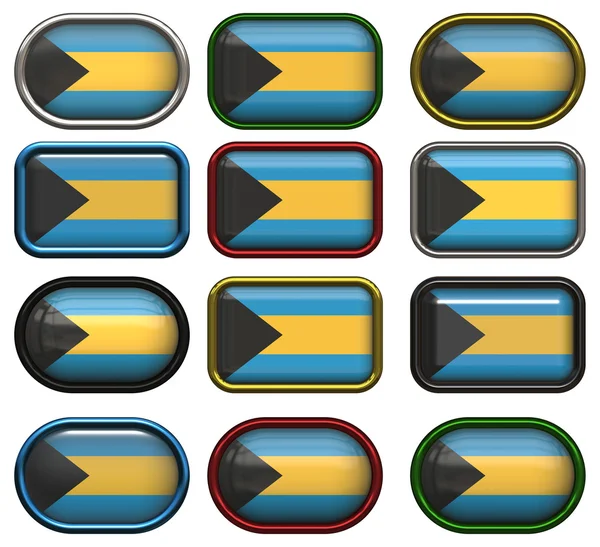 Doce botones de la Bandera de Bahamas —  Fotos de Stock