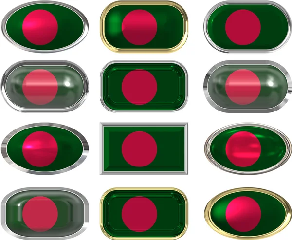 Δώδεκα κουμπιά από τη σημαία του Μπανγκλαντές — Φωτογραφία Αρχείου
