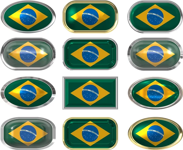 Двенадцать кнопок флага Бразилии — стоковое фото