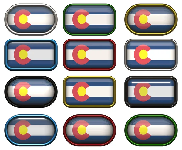 Dodici pulsanti della Bandiera del Colorado — Foto Stock