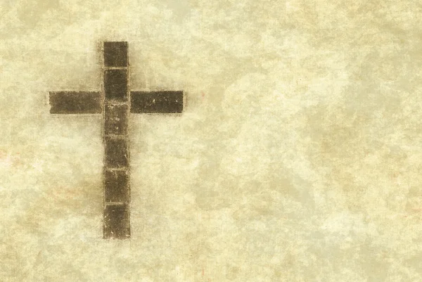 Křesťanský kříž na pergamenu — Stock fotografie