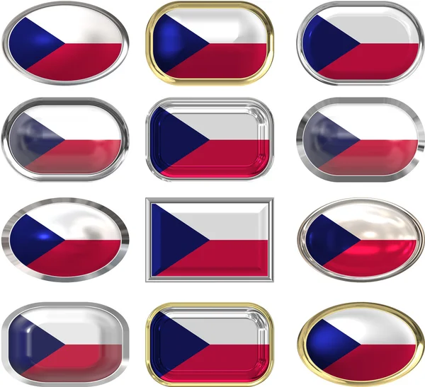 Doze botões da Bandeira da República Checa — Fotografia de Stock