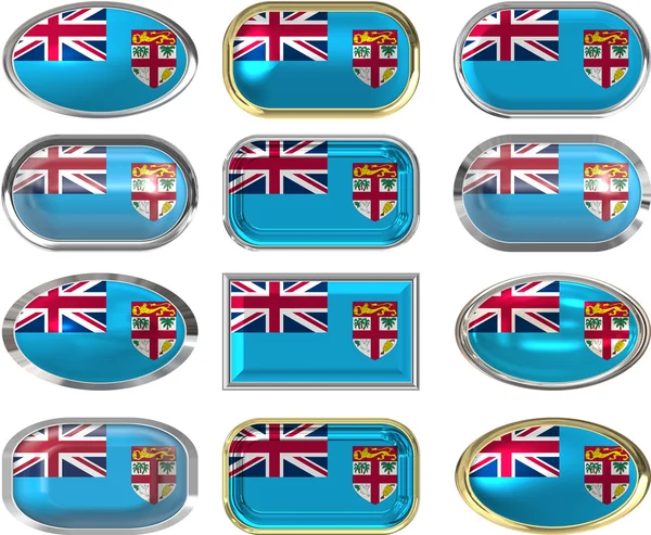 Tizenkét gombok a Fidzsi-szigetek zászlaja — Stock Fotó