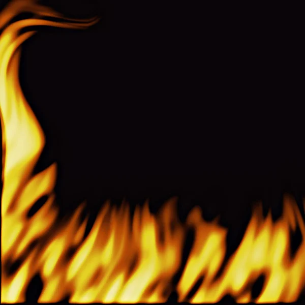 Flammen auf schwarz — Stockfoto