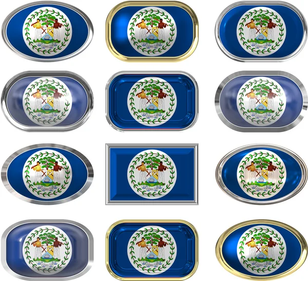 Doze botões da Bandeira de Belize — Fotografia de Stock