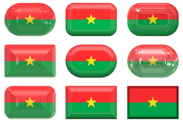 Девять стеклянных кнопок флага Буркина — стоковое фото