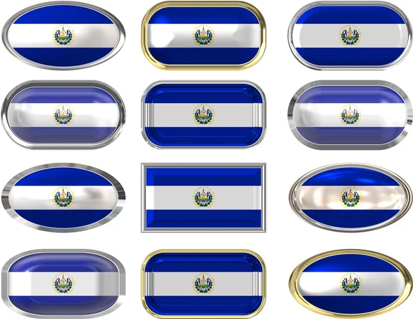 Doze botões da Bandeira de El Salvado — Fotografia de Stock
