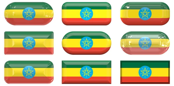 Nove botões de vidro da Bandeira de Ethopi — Fotografia de Stock