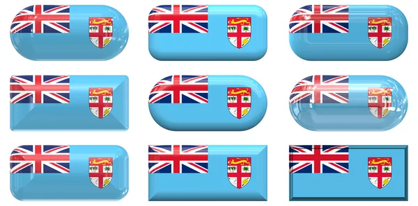 Nove botões de vidro da Bandeira das Fiji — Fotografia de Stock