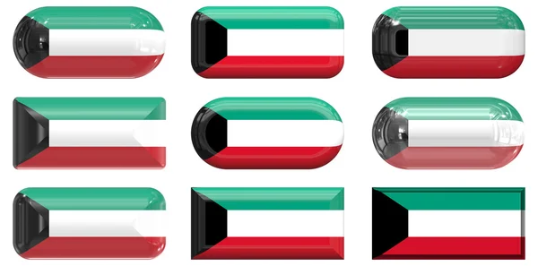 쿠웨이트의 국기의 9 개의 유리 버튼 — 스톡 사진