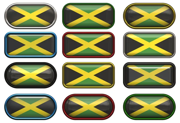 Doze botões da Bandeira da Jamaica — Fotografia de Stock