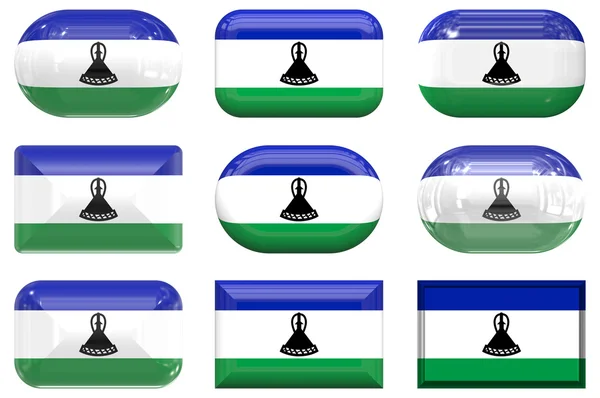 Nove pulsanti di vetro della Bandiera di Lesoth — Foto Stock