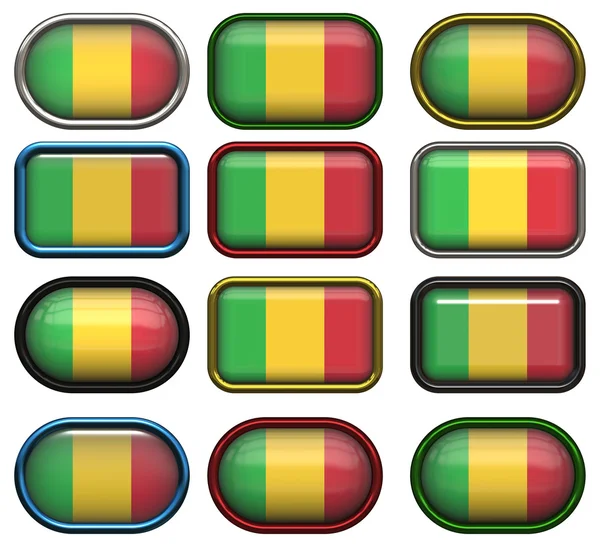 Doce botones de la Bandera de Malí — Foto de Stock