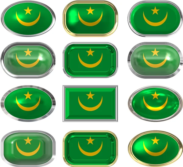 Twaalf knoppen van de vlag van mauritana — Stockfoto