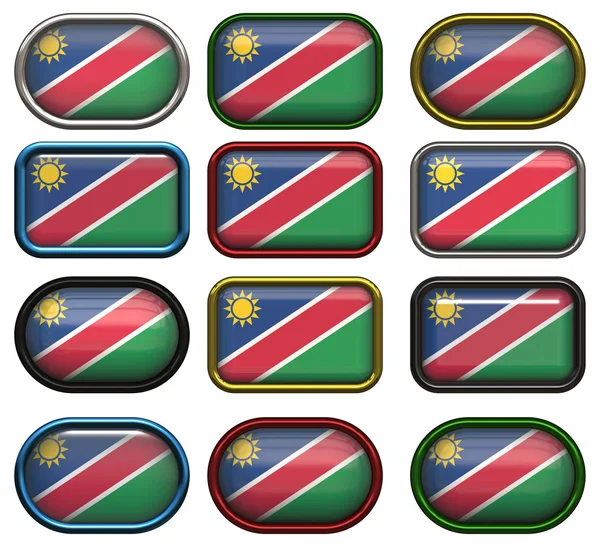 Dodici pulsanti della bandiera di nambia — Foto Stock