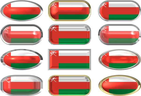 Dodici pulsanti della Bandiera dell'Oman — Foto Stock
