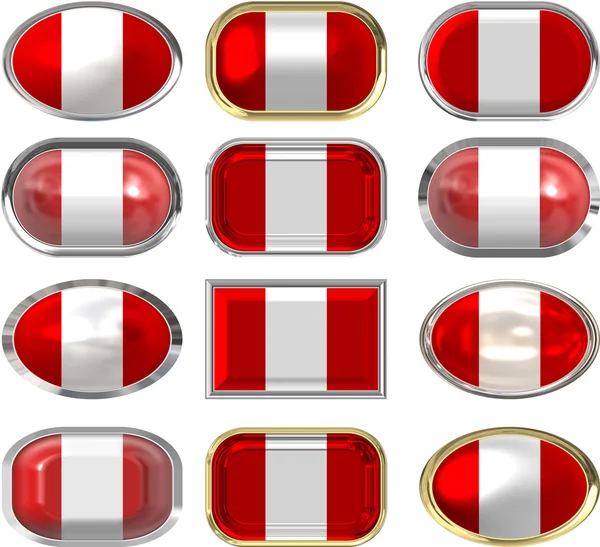 Twelve buttons of the Flag of Peru, — Stock Photo, Image