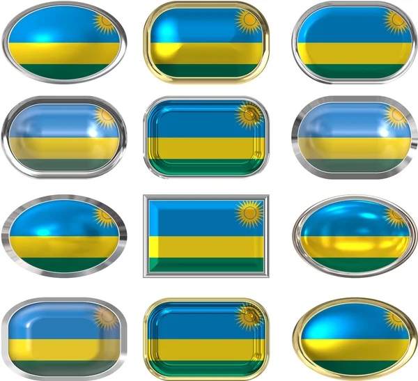 Twelve buttons of the Flag of Rwanda — Stock Photo, Image