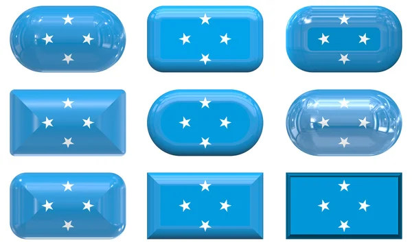 Nove pulsanti di vetro della Bandiera di Micron — Foto Stock