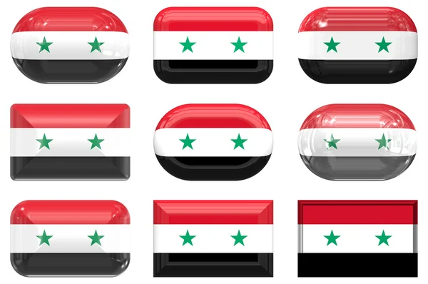 Nine glass buttons of the Flag of Syria — Stock Photo, Image