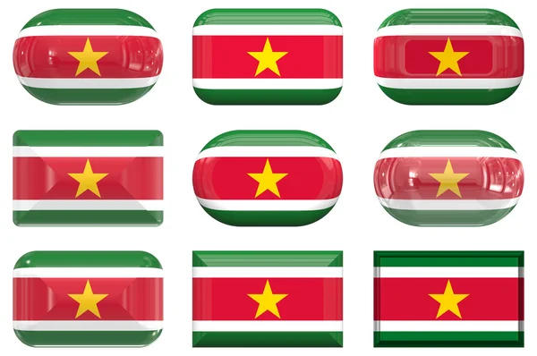 Negen glas knoppen van de vlag van surina — Stockfoto