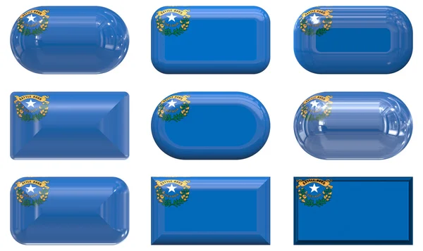 Nine glass buttons of the Flag of Nevada — Stock Photo, Image