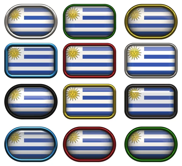 ウルグアイの旗の 12 のボタン — ストック写真