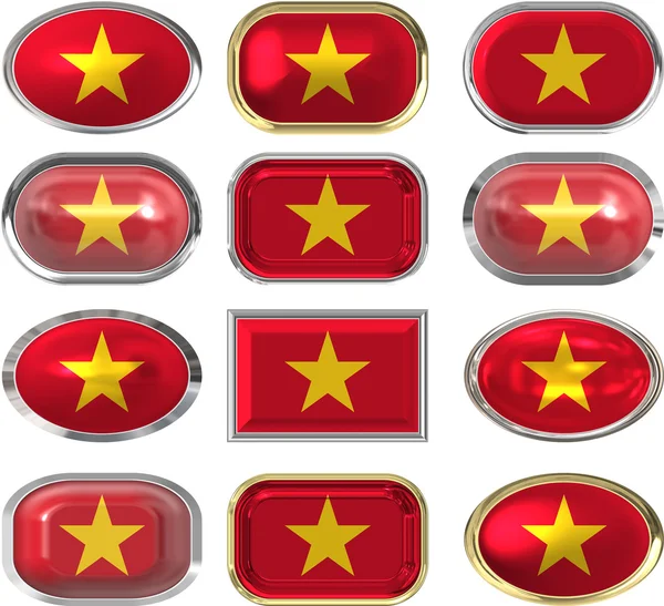 Doce botones de la Bandera de Vietnam —  Fotos de Stock