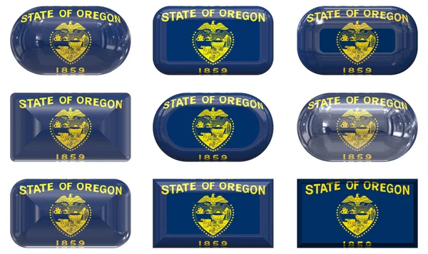 Neuf boutons en verre du Drapeau de l'Oregon — Photo