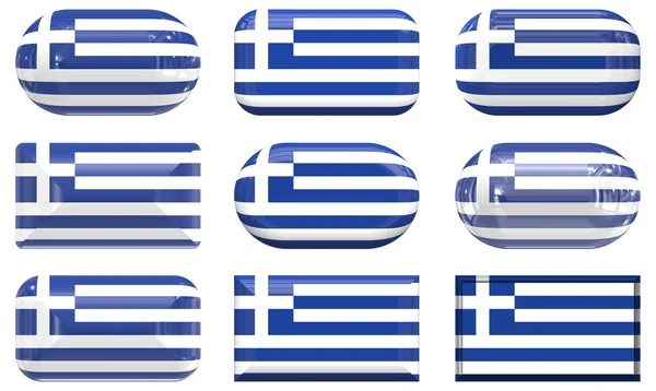 Девять стеклянных кнопок флага Греции — стоковое фото