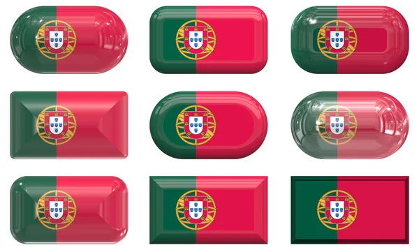 9 portug の旗をガラスボタンします。 — ストック写真