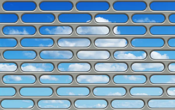 Blauer Himmel durch die Gitter — Stockfoto