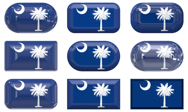 Nueve botones de cristal de la Bandera del Sur — Foto de Stock